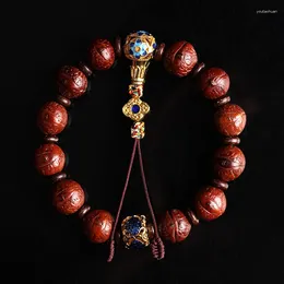 Strand handgjorda naturliga tibetanska lama handhållna Old Bird's Eye Bodhi Buddha pärlor smör Phoenix med högklassig cloisonne armband