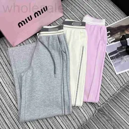 Women's Pants & Capris designer 2024 Spring New Alphabet Printed Sports and Casual for Contrast Color Thread Elastic Waist Straight Drop Long Y8BW