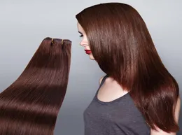 ELIBESS Hair Virgin European Human Hair Extension 6 Chocolate Color 100gpiece Double Weft Human Hair Weaves9812020