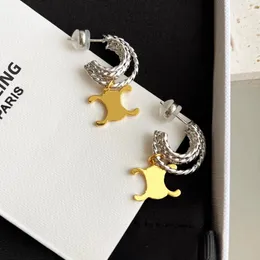 Brincos de designer para mulheres moda letras ouro e prata emendados brincos de argola metálicos para festa casamentos jóias
