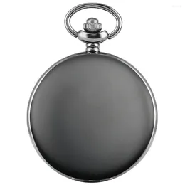 Relógios de bolso preto fosco vintage quartzo analógico relógio com colar corrente algarismos árabes mostrador branco pingente relógio masculino feminino