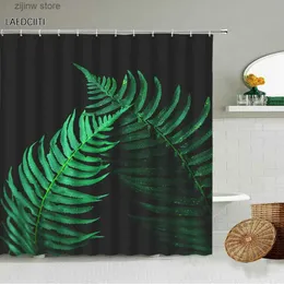 Zasłony prysznicowe Tropikalne zielone liść zasłony prysznicowe Monstera Banan Leaf Palm Foliage Summer Jungle Temat łazienka z haczykiem wodoodpornym ekran Y240316