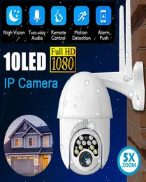 HD 1080p WiFi IPカメラワイヤレス屋外CCTV PTZスマートホームセキュリティIRカムオートマチック追跡アラーム10 LED防水電話除去