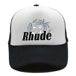 New Green Mesh Patchwork 야구 모자 남성 여성 자수 Unisex Rhude Collections 캐주얼 트럭 모자 조절 가능한 Rhude Bonnet