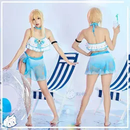 Kvinnors badkläder Rose Lumine Split Swimsuit Game Genshin Impact Cosplay Come Women Anime Summer Bikini Set Sexiga badkläderstorlekar S-XL 2023 Newc24315