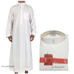 Abbigliamento islamico da uomo a maniche lunghe bianco Jubba Thobe Abaya Dubai Arabia Saudita Tradizionale Ramadan Eid Abiti arabi 867