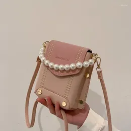 Torby na ramię Messenger Porable PU Small Crossbody for Women Mini Torebka Pearl Square Bag Bolso Bandolera