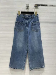Дизайнерские джинсы 2024, новинка весны и лета, модные прямые брюки со вставками, брендовые брюки того же стиля, роскошная женская одежда 0316-3