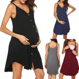 Sömnkläder moderskap v hals gravida kvinnor ärmlös pajama graviditet nattkläder ammande nattklänning ammande sling nattdress sömnkläder