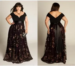 2019 New Plus Size Luxury Couture Prom Gown Capped Short Sleeve Floor Length Sexy Open Back Sequins Applique Sash Party Dresses Fo1665504