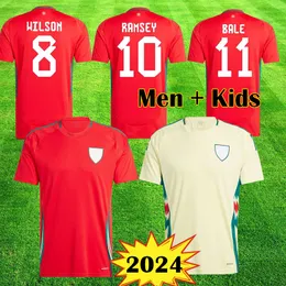 2024 Euro Wales Futebol Jerseys Bale Wilson Allen Ramsey National Team 24 25 Vokes Home Away Camisas de Futebol Homens Conjuntos Crianças Kit Uniformes