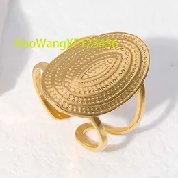 Foreign Trade Ring Female Exaggerated Personalized Punk Titanium Steel Open-End Ring Non-Fading Fashion Wide Face Ring Wholesale