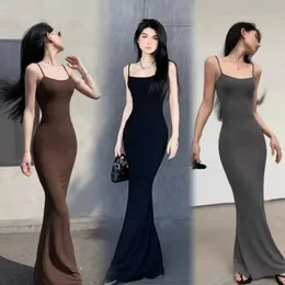 Basic Casual Dresses Satin Slip Sleless Backless Maxi Dress Women Summer Bodycon Elegant Sexy Outfits Birthday Party Club Sundress Fashion DressesC24315