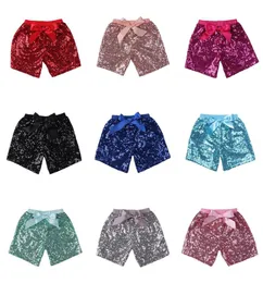 Pantaloncini con paillettes per bambini Pantaloni estivi con glitter Bambini Ragazze Bling Dance Party Costume con paillettes Bowknot Boutique di moda per bambini Corto Z34874390314