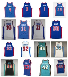 Niestandardowe mężczyźni Kobiety Młodzież Detroits''piston''hill Grant Jersey Detroits Joe Dumars Ben Wallace Chauncey Billups Rasheed Wallace Jerry Stackhouse Mitchell i