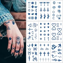 10PcsLote SemiPermanente Tatuagem Temporária Adesivos Tinta de Suco de Ervas Duradoura Mãos Dedo Tamanho Pequeno Tatuagens Decalques À Prova D 'Água 240311