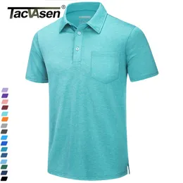 Tacvasen verão secagem rápida leve masculino polo tshirts tênis de golfe camisas de manga curta ao ar livre correndo esportes topos com bolso 240301