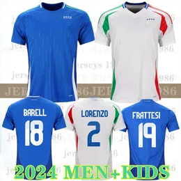 2024イタリアサッカージャージイタリアホーム24/25 Maglie Da Calcio Verratti Chiesa Gnonto Football Shirt Lorenzo Pinamonti Politano Grifo Uniform Men Chids 16-4XL