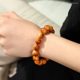 Strand Natural Cliff Cypress Hand Bracelets Stable Play With Pure Circle Buddha Beads Chinese Style Plate Playing Wood