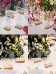 10PCS PMMA Party Richtung SignAcrylic Hochzeit Tisch Zeichen Mit Holz Basis DIY Blank Dekoration Liefert 240301