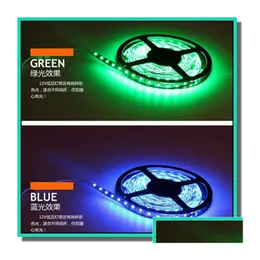 Светодиодные ленты 5050 3528 Smd Strip Light, одноцветный, чистый, холодный, теплый, белый, красный, синий, 300 светодиодов, 5 м на штуку, для шкафа и дисплея, Drop Del Dhvhb