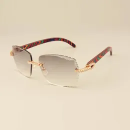 Bezpośrednie luksusowe diamentowe okulary przeciwsłoneczne 3524014 Naturalny wzór kolorów drewniane okulary przeciwsłoneczne grawerowanie soczewki prywatny zwyczaj