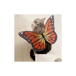 猫の襟が蝶の翼ハロウィーンのコスチューム服のペットの服を鉛に導く小さな犬に適し