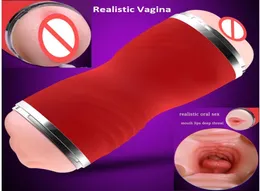 Super Realistic Vagina Oral Double Pocket Male Masturbator Pussy Blowjob Men Masturbation Cup Artificial Pussy Mouth Adults Sex To1414032