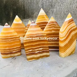 10 pezzi naturali belli lucidi fasciati arancione succoso calcite dorata cristallo torre punto decorazioni per la casa chakra del plesso sacrale e solare pietra fiamma forma libera regalo per la mamma