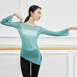 Tanks Adult Mesh Oriental Latin Belly Dance Top Transparent Blouse Shirt Costume for Sale Women Dancing Clothes Dancer Wear Clothing