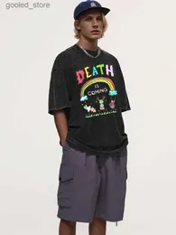 メンズTシャツの死が来ているY2KティキレディースTシャツメンズウェブサイトアニメーショングラフィック印刷短袖Tシャツレディース無料配達Q240316