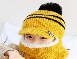 Maglia per bambini Tenere al caldo Cappello Bambino Peluche Protezione per il collo Sciarpa Frangivento invernale Palla di pelo Striscia Berretto con visiera spesso Alta qualità 13 9jh F22910378