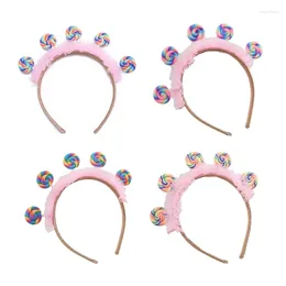 Hair Clips E15E Toddler Pleated Lace Lollipop Headband Amusement Park Children Day Party Festival Hoop For Couple Headpiece