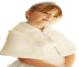 Turn down Collar Flowers Girls Cape For Winter Wedding Cloaks Christmas White Ivory Faux Fur Short Wedding Shawl Jacket Wraps 8800396