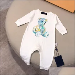 Rompers v Luxury Designer Baby Born Sets Jumpsuits Brand Girls Kläder Romper Overalls Jumpsuit Kids Bodysuit för Drop Delivery DHSLF