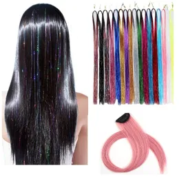 Capelli lucidi Fili di orpello Rimozione Glitter String Parrucchino di seta Intrecciatura per donna hippie 240318