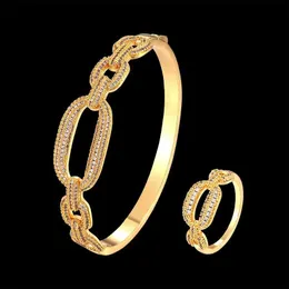 Bröllop smycken set vankeliif enkel och ring kvinnans smycken set oval kedja form zirkon mikroinlagd mode smycken bästa gåva Q240316
