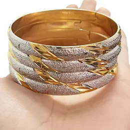 4pcslot Gold Silber Farbe Armreifen TwoTones Dubai Armband für Frauen äthiopische Hochzeit Armbänder klassische afrikanische Geschenk 240307