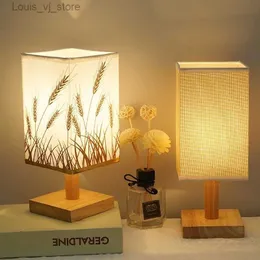 Tischlampen Nordic Korean Holz Neben Lampe LED Tischlampe Nachtlicht Für Schlafzimmer Augenschutz Wohnkultur Lampe YQ240316