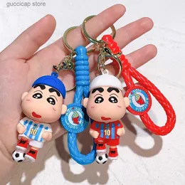 Keychains Lanyards Anime Cartoon Crayon Shin-chan Keychain Cute Doll Pendant Backpack Ornaments Car Key Ring Accessories Jewelry Christmas Gifts Y240316