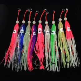 5pcspack specid specid 12cm 55g Silicon هلام تنورة Tentacle 15# مساعدة مزدوجة Hook Fishing Rigle Tackle Saltwater 240312