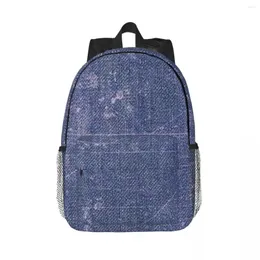 Tekstura tekstylna plecaka z białymi plamami kocham blujeans dżinsowe plecaki nastolatki bookbag szkolne torby laptopa bagażnik na ramię