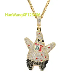 Hiphop Pendant Iced Out CZ Cartoon Animal Necklace Real Gold Plated Hip Hop Punk Mens Moissanite Pendant Custom Jewelry