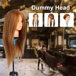 Synthetic Wigs Hairdresser Training Practice Head Mannequin Real Hair Cosmetology Doll Head Manikin Head Practice Dummy Blonde1411866