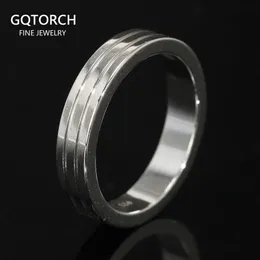 REAL 925 Sterling Silver Smooth Glossy Lover Par Rings for Men and Women Simple Circle Wedding Band Minimalist Jewelry 240305