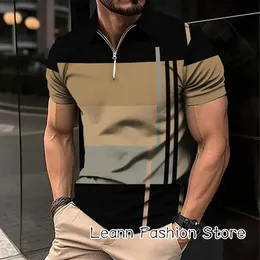 Summer Men Vintage Striped Print Polo Shirt Turndown Obrożone TEES TEE MALE Casual Polo Tshirt Modna odzież z krótkim rękawem 240301