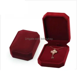 Jewelry Boxes Square Shape Veet Jewelry Packaging Holder Solid Color Box For Pendant Necklace Bracelets Ring Earring Boxes Festival Dr Dhnka