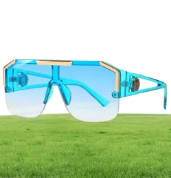 2021 модные люксовые брендовые квадратные солнцезащитные очки большого размера для мужчин и женщин, винтажные металлические солнцезащитные очки в большой оправе с одной линзой UV4009876252