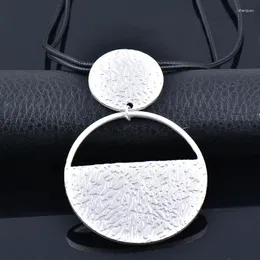 Pendant Necklaces LEEKER Round Triangle Square Necklace For Women Leather Alloy Choke Gold Silver Color Accessories Female 121 LK3