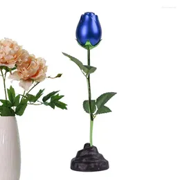 Decorative Flowers Metal Rose Statue Aluminum Alloy Figurine For Desktops Collectible Flower Decors Valentine's Romance Bedroom